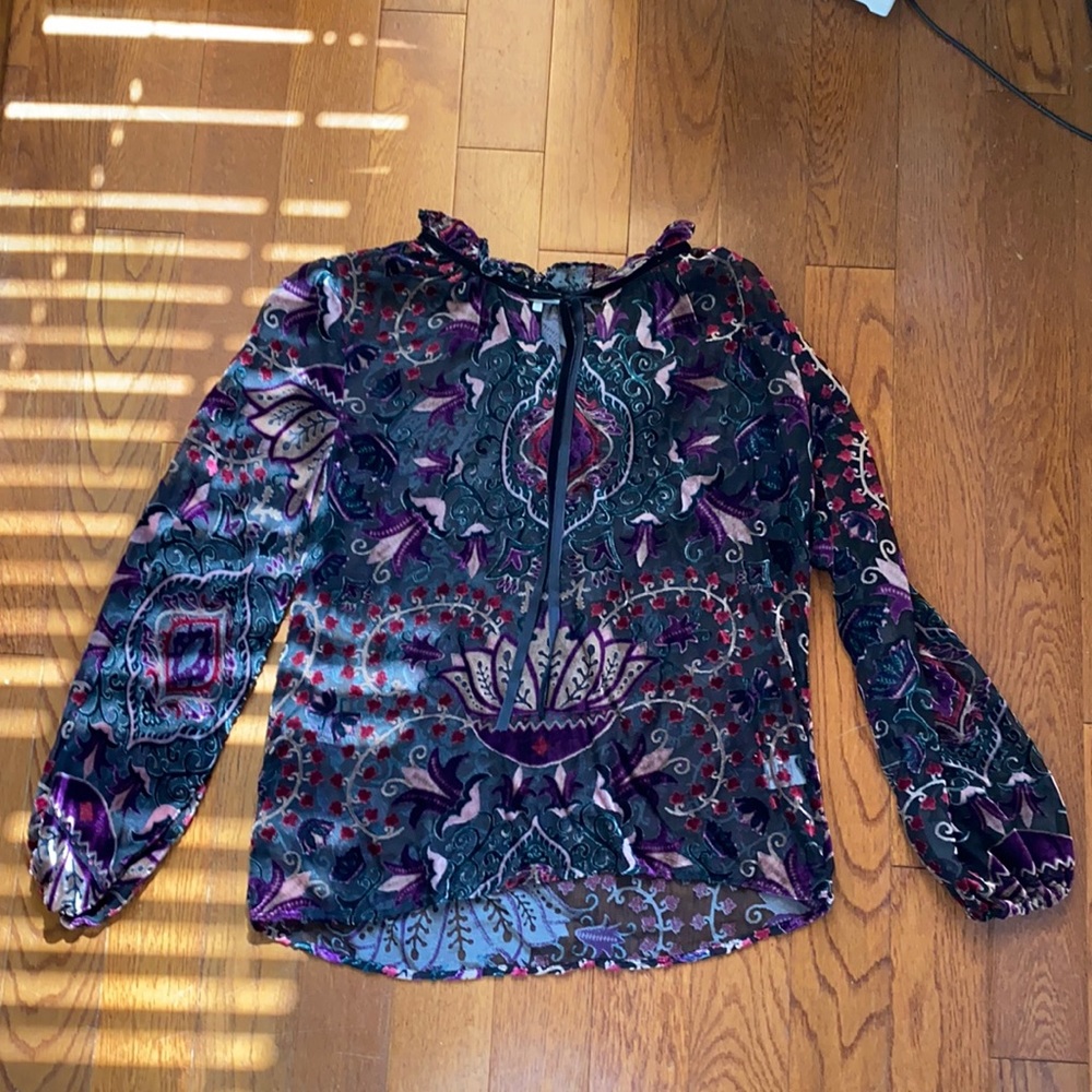 Velvet printed blouse